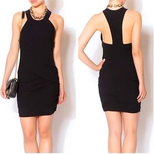 IRO Charlie Acetate Blend Mini Dress ruched draped high neck cut out racerback